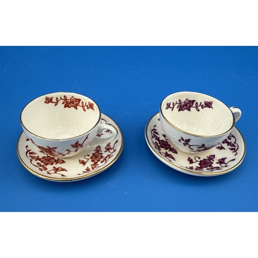 Lot Of 2 Vintage Gort Bone China Miniature Knick Knack Tea Cup & Saucer